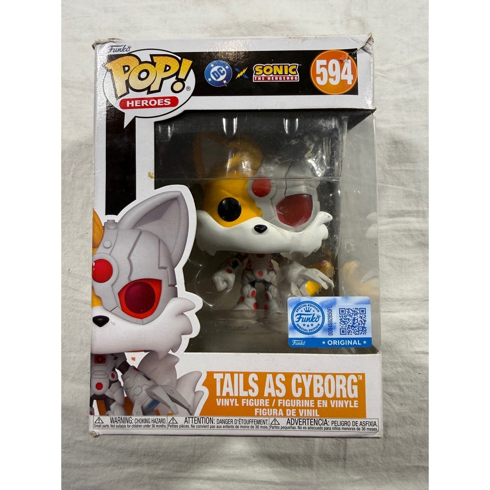 Funko Pop! Heroes Tails As Cyborg 594 White Special Edition DC Sonic READ